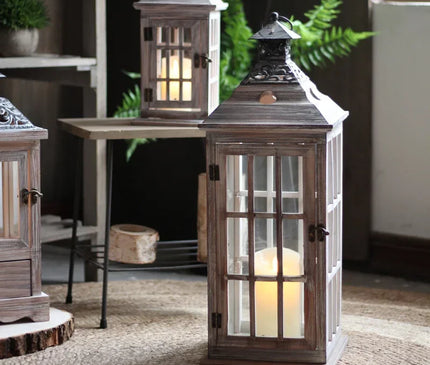 Lanterne Bougie Bois Style Rétro – Décoration Salon Chaleureux