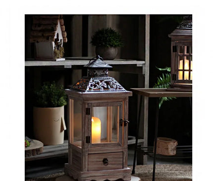 Lanterne Bougie Bois Style Rétro – Décoration Salon Chaleureux