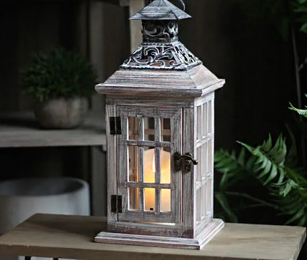 Lanterne Bougie Bois Style Rétro – Décoration Salon Chaleureux