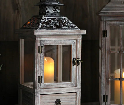 Lanterne Bougie Bois Style Rétro – Décoration Salon Chaleureux