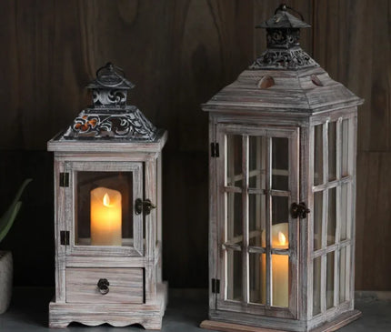 Lanterne Bougie Bois Style Rétro – Décoration Salon Chaleureux