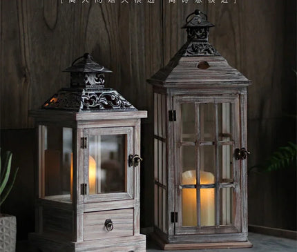 Lanterne Bougie Bois Style Rétro – Décoration Salon Chaleureux