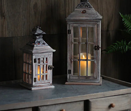 Lanterne Bougie Bois Style Rétro – Décoration Salon Chaleureux